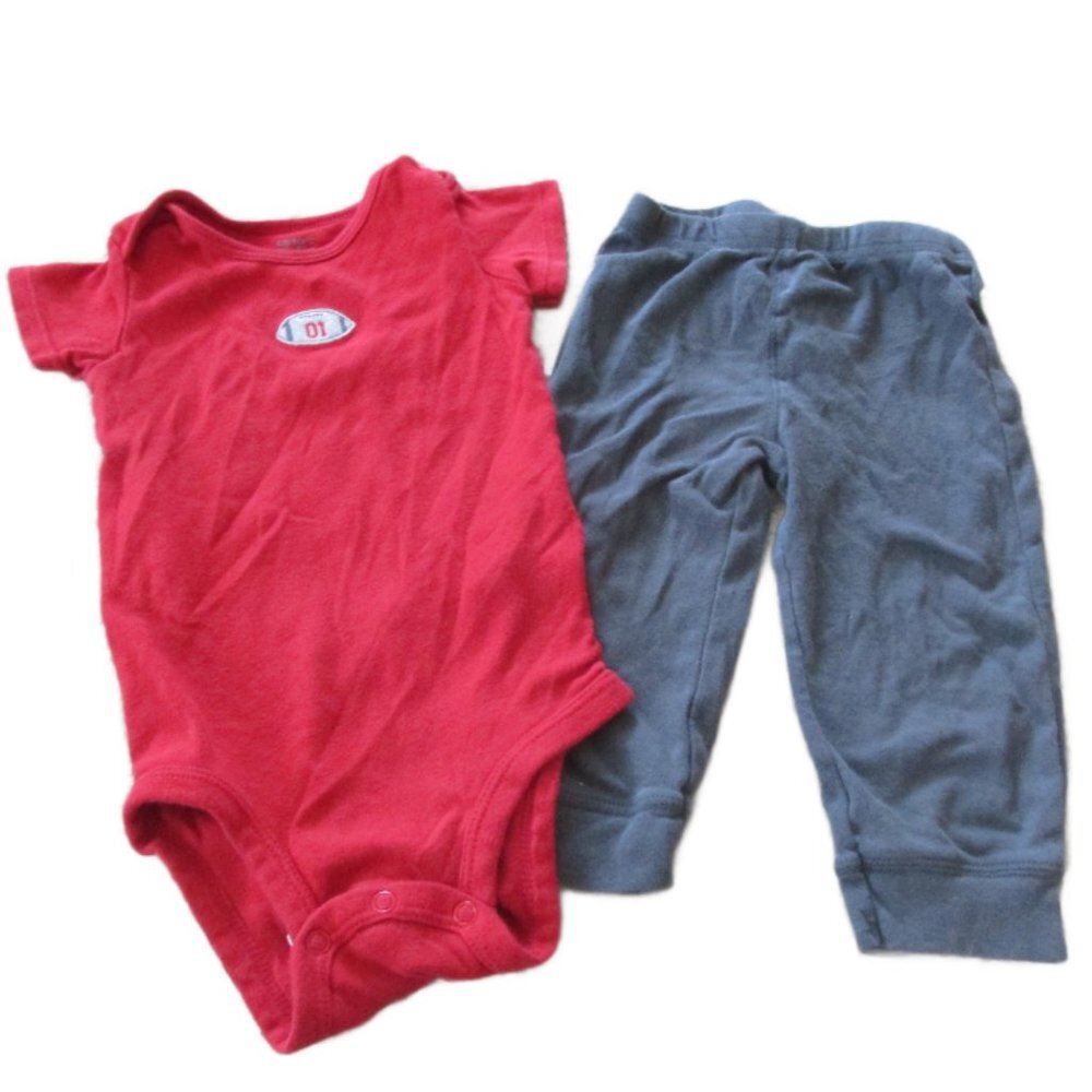 Carters 2 Pc Bodysuit Pants Outfit Boys 12M Short Sleeve Sports‎ Football Sports